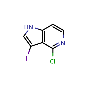 Chemical structure of 4-Chloro-3-iodo-1H-pyrrolo[3,2-c]pyridine , CAS 1190313-39-3, AChemBlock P44286