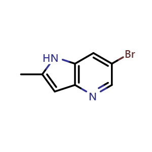 Chemical structure of 6-bromo-2-methyl-1H-pyrrolo[3,2-b]pyridine , CAS 1190319-51-7, AChemBlock P44295