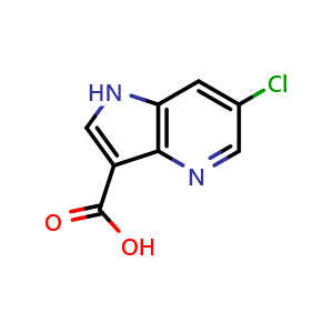 Chemical structure of 6-Chloro-1H-pyrrolo[3,2-b]pyridine-3-carboxylic acid , CAS 1190315-79-7, AChemBlock P44296
