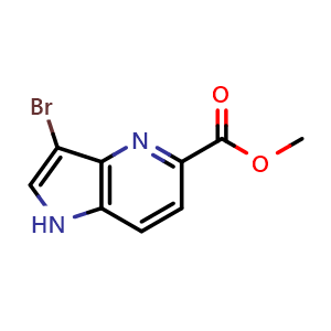 Chemical structure of methyl 3-bromo-1H-pyrrolo[3,2-b]pyridine-5-carboxylate , CAS 1190318-72-9, AChemBlock P44298