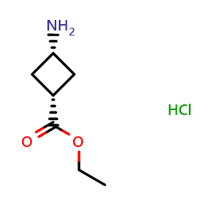 Chemical structure of cis-ethyl -3-aminocyclobutane-1-carboxylate hydrochloride , CAS 957793-35-0, AChemBlock P44311