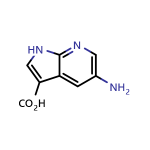 Chemical structure of 5-amino-1H-pyrrolo[2,3-b]pyridine-3-carboxylic acid , CAS 858340-99-5, AChemBlock P44312