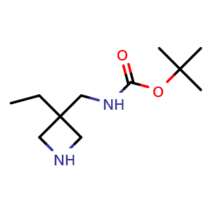 Chemical structure of tert-butyl N-[(3-ethylazetidin-3-yl)methyl]carbamate , CAS 1158758-94-1, AChemBlock P44324