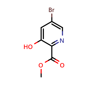 Chemical structure of methyl 5-bromo-3-hydroxypicolinate , CAS 1242320-57-5, AChemBlock P44325
