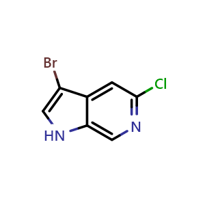 Chemical structure of 3-bromo-5-chloro-1H-pyrrolo[2,3-c]pyridine , CAS 1167056-96-3, AChemBlock P44332