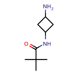 Chemical structure of N-(3-aminocyclobutyl)-2,2-dimethylpropanamide , CAS 1156752-37-2, AChemBlock P44340