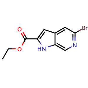 Chemical structure of ethyl 5-bromo-1H-pyrrolo[2,3-c]pyridine-2-carboxylate , CAS 800401-70-1, AChemBlock P44345