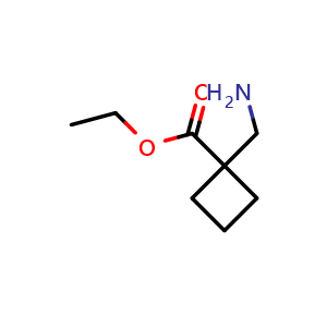 Chemical structure of ethyl 1-(aminomethyl)cyclobutane-1-carboxylate , CAS 911060-83-8, AChemBlock P44363