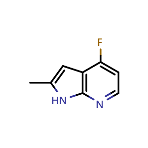 Chemical structure of 4-fluoro-2-methyl-1H-pyrrolo[2,3-b]pyridine , CAS 651744-27-3, AChemBlock P44382