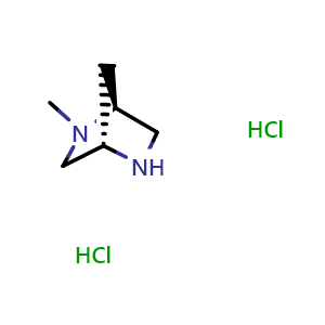 Chemical structure of (1S,4S)-2-methyl-2,5-diazabicyclo[2.2.1]heptane dihydrochloride , CAS 127420-27-3, AChemBlock P44392