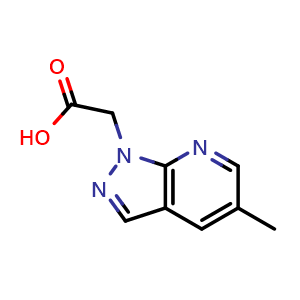 Chemical structure of 2-{5-methyl-1H-pyrazolo[3,4-b]pyridin-1-yl}acetic acid , CAS 1160246-25-2, AChemBlock P44404