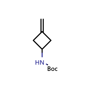 Chemical structure of tert-butyl N-(3-methylidenecyclobutyl)carbamate , CAS 130369-04-9, AChemBlock P44445