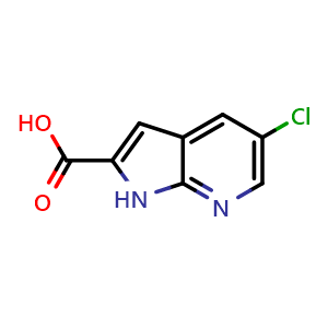Chemical structure of 5-chloro-1H-pyrrolo[2,3-b]pyridine-2-carboxylic acid , CAS 800401-84-7, AChemBlock P44457