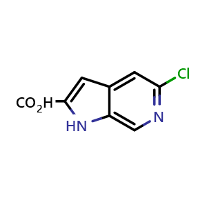 Chemical structure of 5-chloro-1H-pyrrolo[2,3-c]pyridine-2-carboxylic acid , CAS 800401-68-7, AChemBlock P44458
