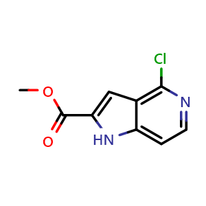 Chemical structure of methyl 4-chloro-1H-pyrrolo[3,2-c]pyridine-2-carboxylate , CAS 688357-19-9, AChemBlock P44462
