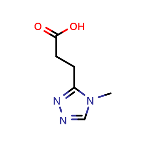 Chemical structure of 3-(4-methyl-4H-1,2,4-triazol-3-yl)propanoic acid , CAS 959240-56-3, AChemBlock P44464