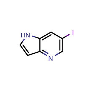 Chemical structure of 6-iodo-1H-pyrrolo[3,2-b]pyridine , CAS 1015609-75-2, AChemBlock P44467