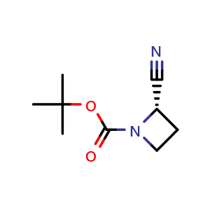 Chemical structure of tert-butyl (2S)-2-cyanoazetidine-1-carboxylate , CAS 556835-05-3, AChemBlock P44520