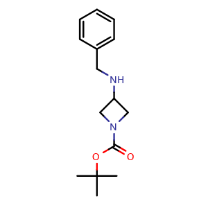 Chemical structure of tert-butyl 3-(benzylamino)azetidine-1-carboxylate , CAS 939760-33-5, AChemBlock P44529