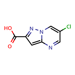 Chemical structure of 6-chloropyrazolo[1,5-a]pyrimidine-2-carboxylic acid , CAS 914206-75-0, AChemBlock P44541
