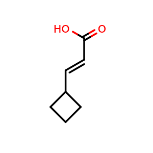 Chemical structure of (2E)-3-cyclobutylprop-2-enoic acid , CAS 1355450-70-2, AChemBlock P44576