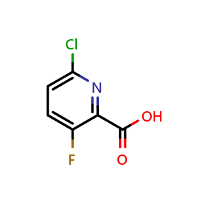 Chemical structure of 6-chloro-3-fluoropyridine-2-carboxylic acid , CAS 884494-76-2, AChemBlock P44595