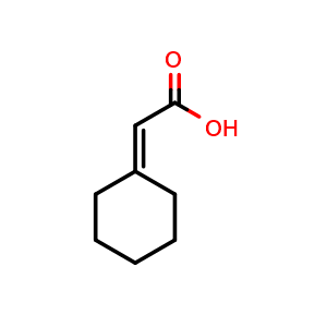 Chemical structure of 2-Cyclohexylideneacetic acid , CAS 1552-91-6, AChemBlock P44624