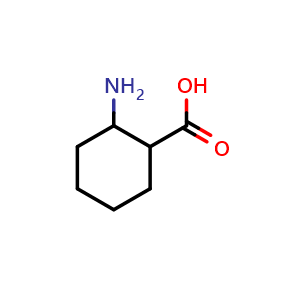 Chemical structure of 2-aminocyclohexane-1-carboxylic acid , CAS 75081-40-2, AChemBlock P44627