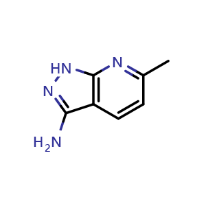 Chemical structure of 6-methyl-1H-pyrazolo[3,4-b]pyridin-3-amine , CAS 79173-38-9, AChemBlock P44636