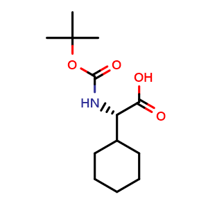 Chemical structure of (2S)-2-{[(tert-butoxy)carbonyl]amino}-2-cyclohexylacetic acid , CAS 109183-71-3, AChemBlock P44652