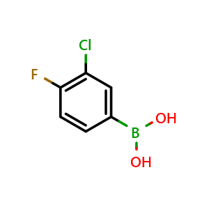 Chemical structure of (3-chloro-4-fluorophenyl)boronic acid , CAS 144432-85-9, AChemBlock P44661