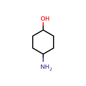 Chemical structure of 4-aminocyclohexan-1-ol , CAS 6850-65-3, AChemBlock P44662