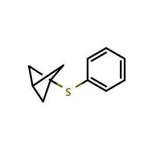 Chemical structure of 1-(phenylsulfanyl)bicyclo[1.1.1]pentane , CAS 98585-81-0, AChemBlock P44695