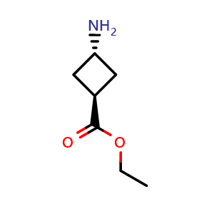 Chemical structure of ethyl-3-aminocyclobutane-1-carboxylate,trans- , CAS 957793-97-4, AChemBlock P44717