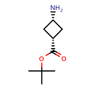 Chemical structure of cis-tert-butyl-3-aminocyclobutane-1-carboxylate , CAS 957793-95-2, AChemBlock P44718