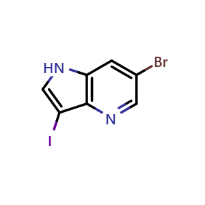 Chemical structure of 6-bromo-3-iodo-1H-pyrrolo[3,2-b]pyridine , CAS 956485-60-2, AChemBlock P44724