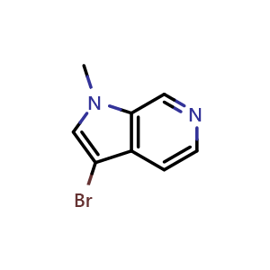 Chemical structure of 3-bromo-1-methyl-1H-pyrrolo[2,3-c]pyridine , CAS 956003-06-8, AChemBlock P44726