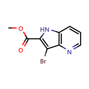 Chemical structure of methyl 3-bromo-1H-pyrrolo[3,2-b]pyridine-2-carboxylate , CAS 952182-30-8, AChemBlock P44738