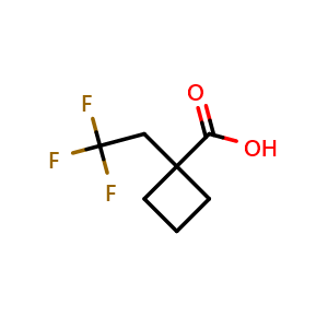 Chemical structure of 1-(2,2,2-trifluoroethyl)cyclobutane-1-carboxylic acid , CAS 945495-63-6, AChemBlock P44760
