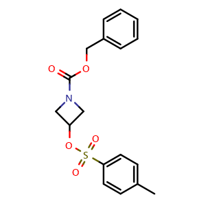 Chemical structure of benzyl 3-[(4-methylbenzenesulfonyl)oxy]azetidine-1-carboxylate , CAS 939759-24-7, AChemBlock P44782