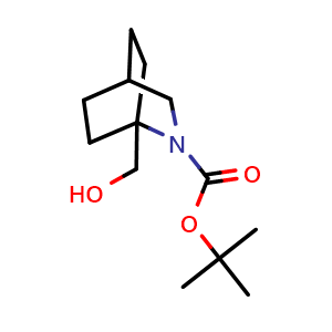 Chemical structure of 2-boc-2-azabicyclo[2.2.2]octane-1-methanol , CAS 936545-64-1, AChemBlock P44790