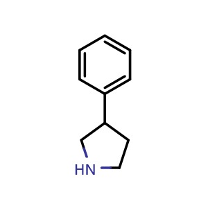 Chemical structure of 3-phenylpyrrolidine , CAS 936-44-7, AChemBlock P44791