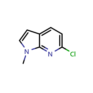Chemical structure of 6-chloro-1-methyl-1H-pyrrolo[2,3-b]pyridine , CAS 934568-25-9, AChemBlock P44806