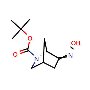 Chemical structure of tert-butyl 6-(hydroxyimino)-2-azabicyclo[2.2.1]heptane-2-carboxylate , CAS 929972-91-8, AChemBlock P44825