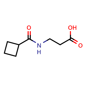 Chemical structure of 3-(cyclobutylformamido)propanoic acid , CAS 926216-31-1, AChemBlock P44831