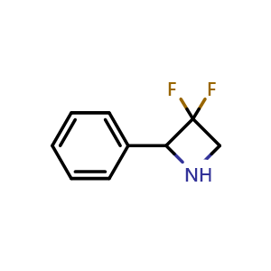 Chemical structure of 3,3-difluoro-2-phenylazetidine , CAS 915190-94-2, AChemBlock P44862