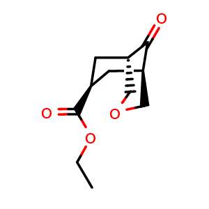 Chemical structure of ethyl endo-9-oxo-3-oxabicyclo[3.3.1]nonane-7-carboxylate , CAS 914618-77-2, AChemBlock P44863