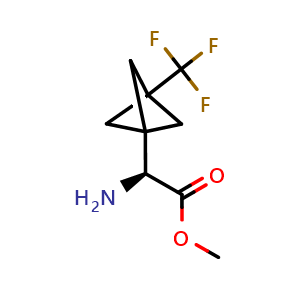 Chemical structure of methyl (2S)-2-amino-2-[3-(trifluoromethyl)bicyclo[1.1.1]pentan-1-yl]acetate , CAS 914082-70-5, AChemBlock P44870