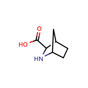 Chemical structure of 2-azabicyclo[2.2.1]heptane-3-carboxylic acid , CAS 88260-06-4, AChemBlock P44975