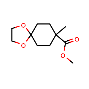 Chemical structure of methyl 8-methyl-1,4-dioxaspiro[4.5]decane-8-carboxylate , CAS 87787-08-4, AChemBlock P44990